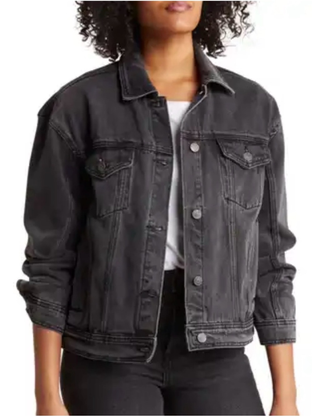 PAIGE Women's Washed Black Denim Jacket